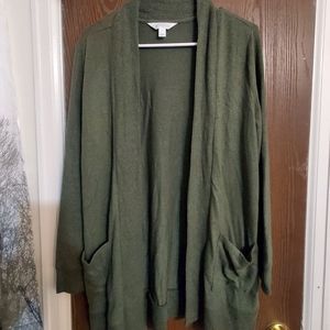 Market & Spruce green brushed knit 2 pocket cardigan